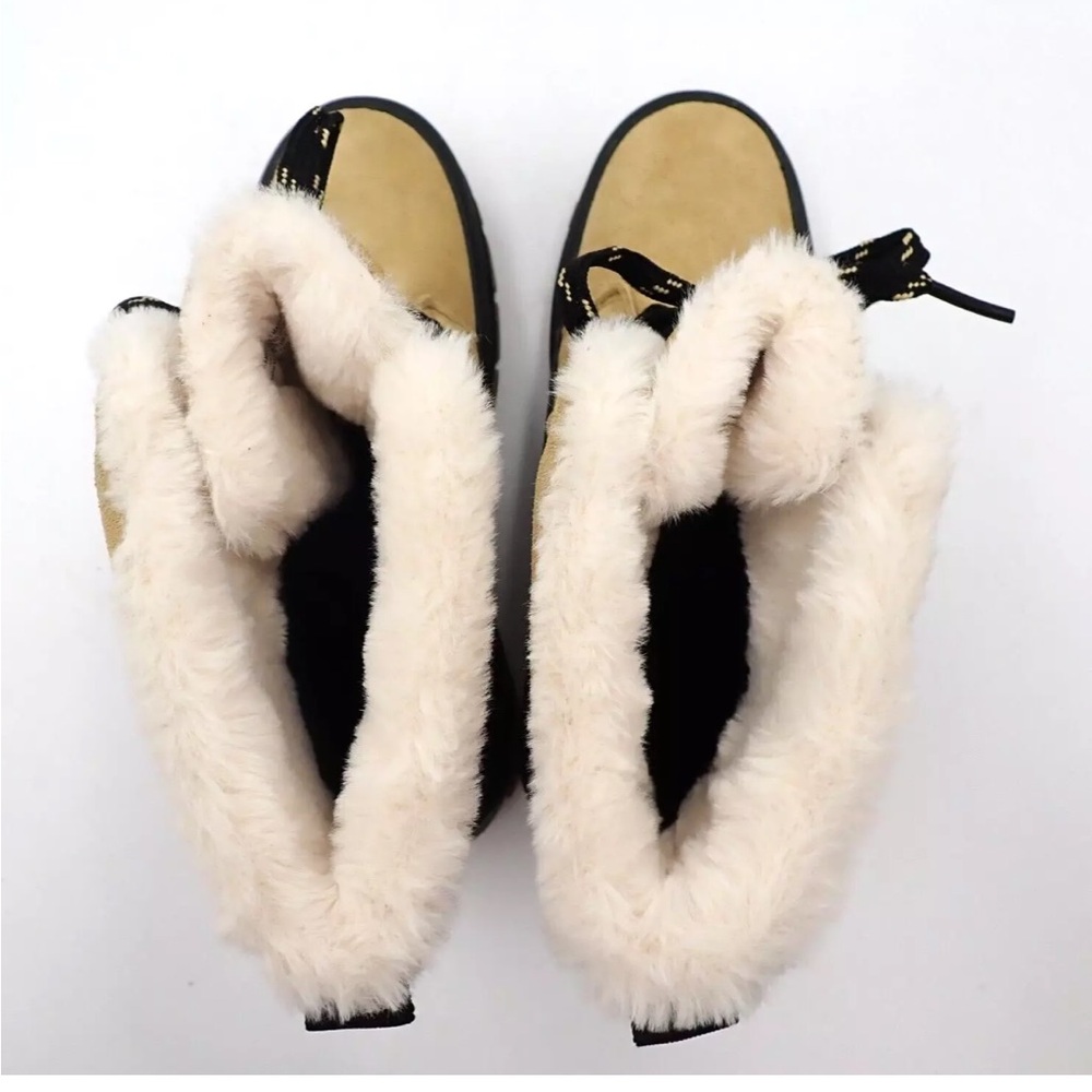 Nubuck Leather And Faux Fur Winter Boots Target Brand Tan Snow Warm - Picture 7 of 9